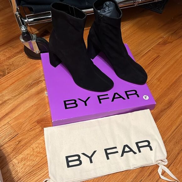 NWT size 41 (US size 10) By Far Viada Black Suede mid-calf boots side zip retai… - Picture 7 of 10